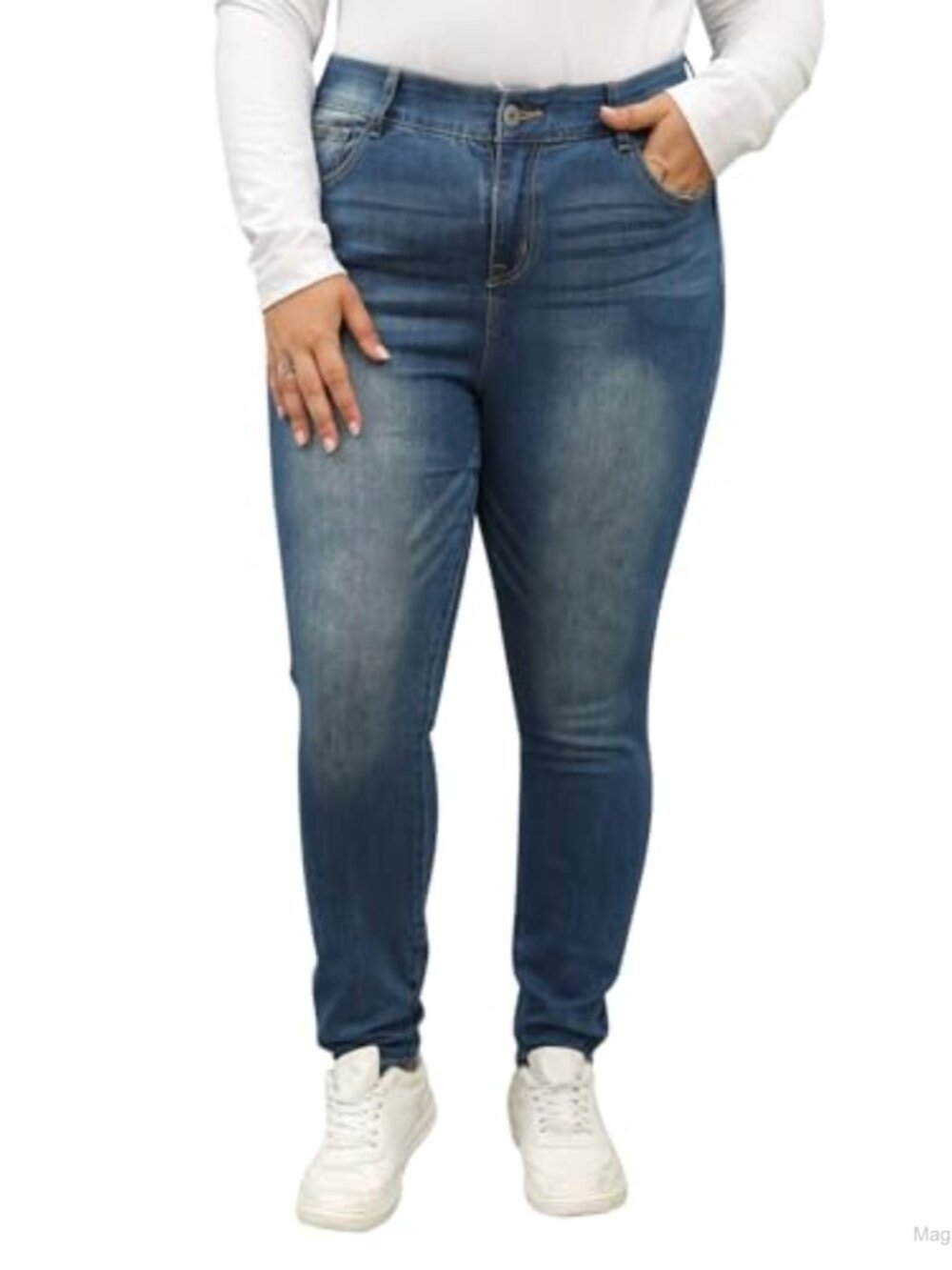 Plus Size High Rise Skinny Stretchy Denim Jeans 5-Pocket Slim Fit